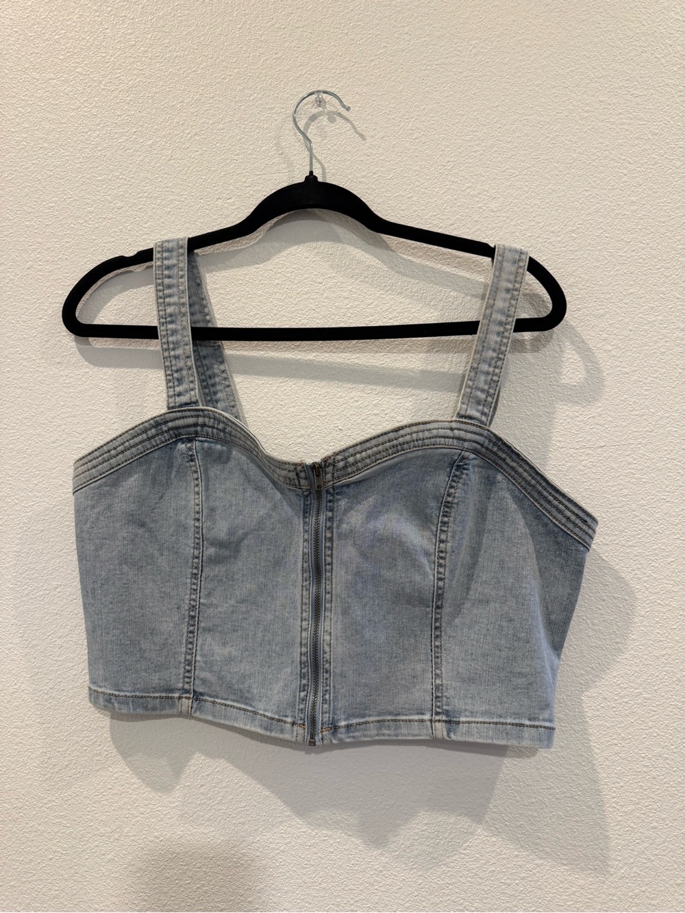 Light Wash Denim Crop Tank Top